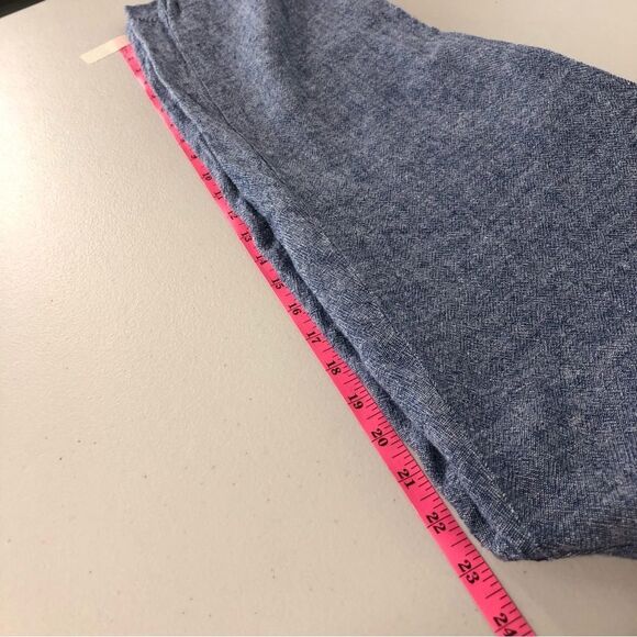 Old Navy Harper Pull On Linen Pants Womens 14 Blue Pockets Stretch Waist - Picture 8 of 11